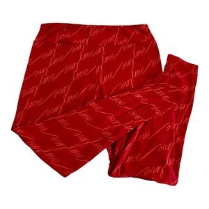 LuLaRoe Tall & Curvy Leggings in Red Love Script